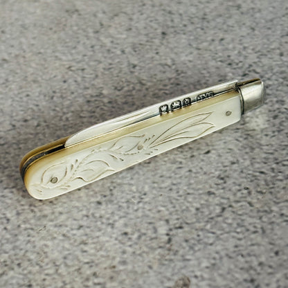 Antique Silver and Mother of Pearl Folding Fruit Knife