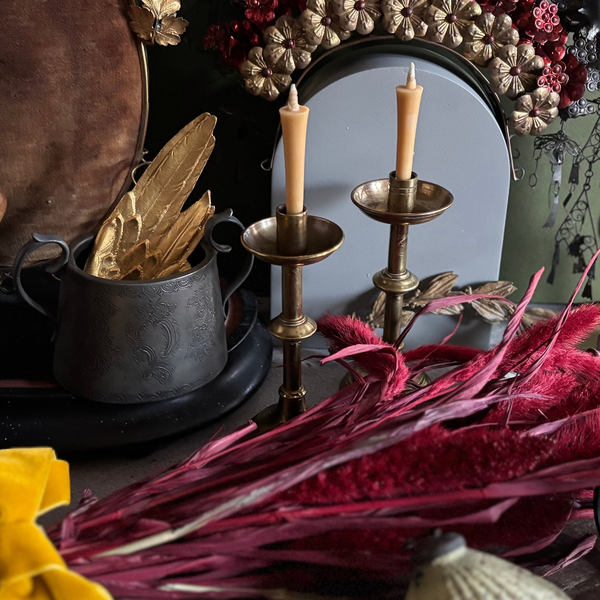 Georgian Brass Small Candlesticks | The Urban Vintage Affair