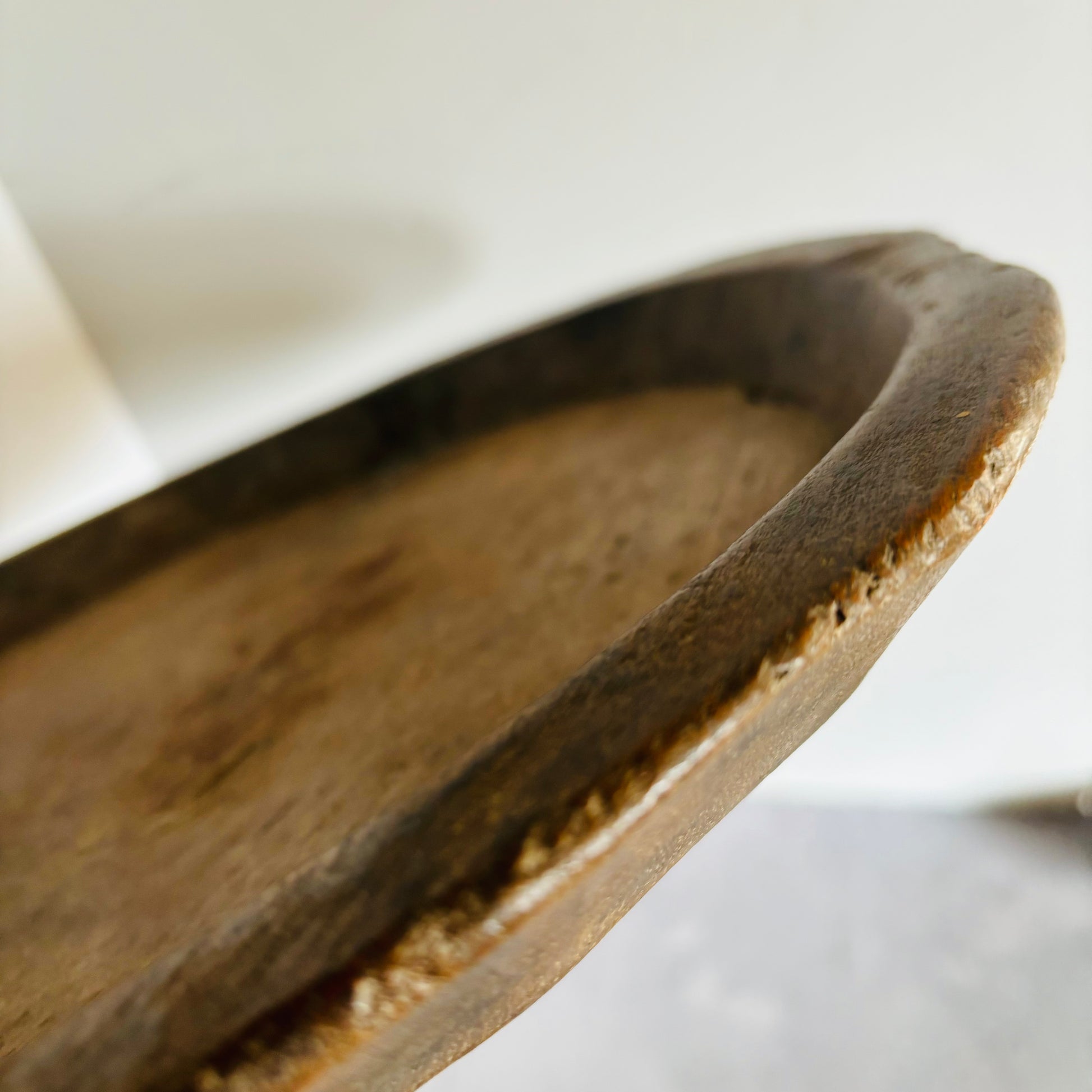 Large Antique Hand Carved Dish / Shallow Bowl