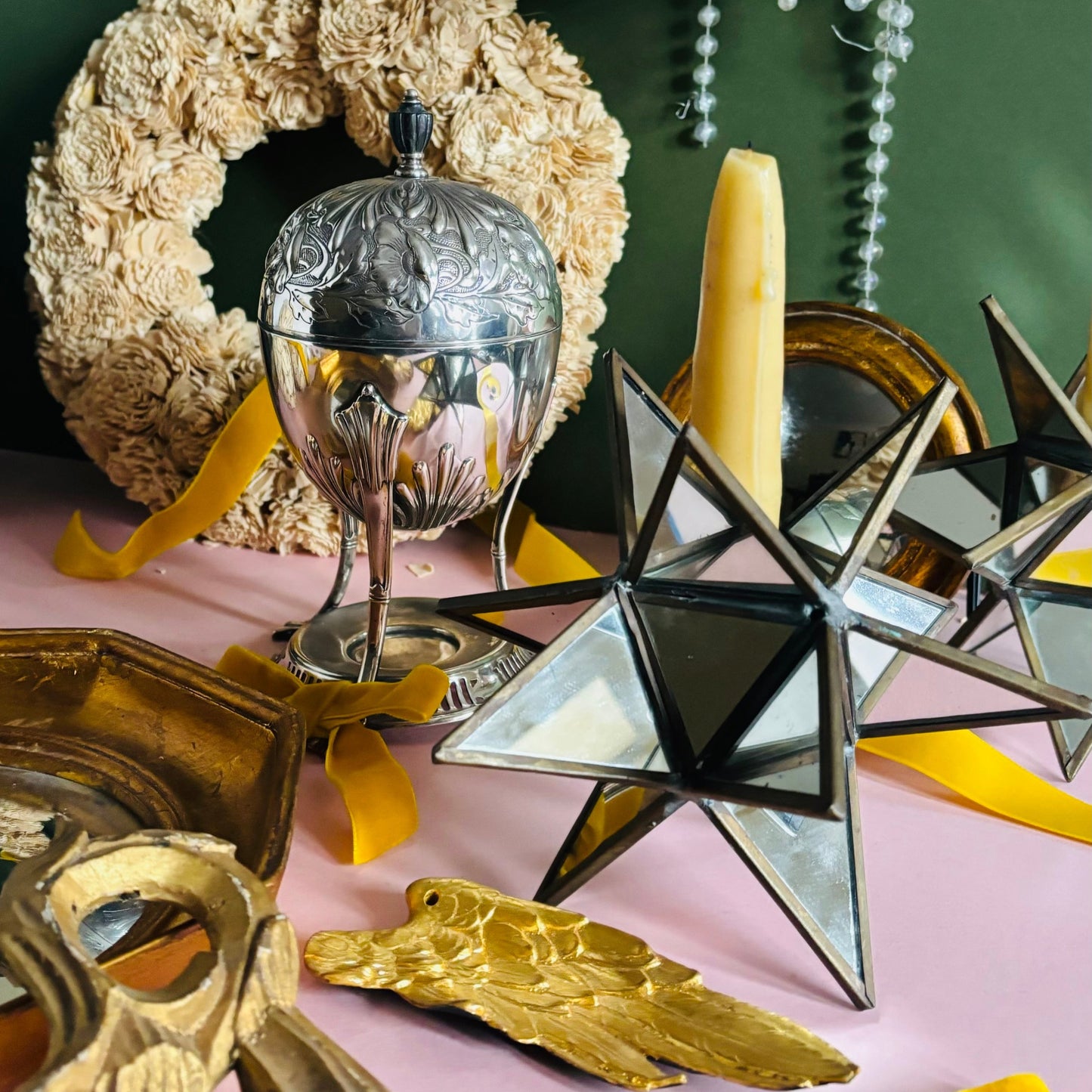 Vintage Mirrored Star Candle Holder