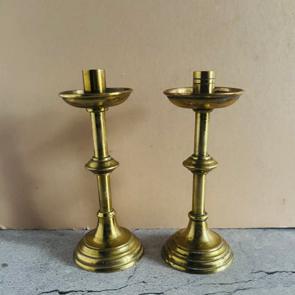 Georgian Brass Small Candlesticks | The Urban Vintage Affair