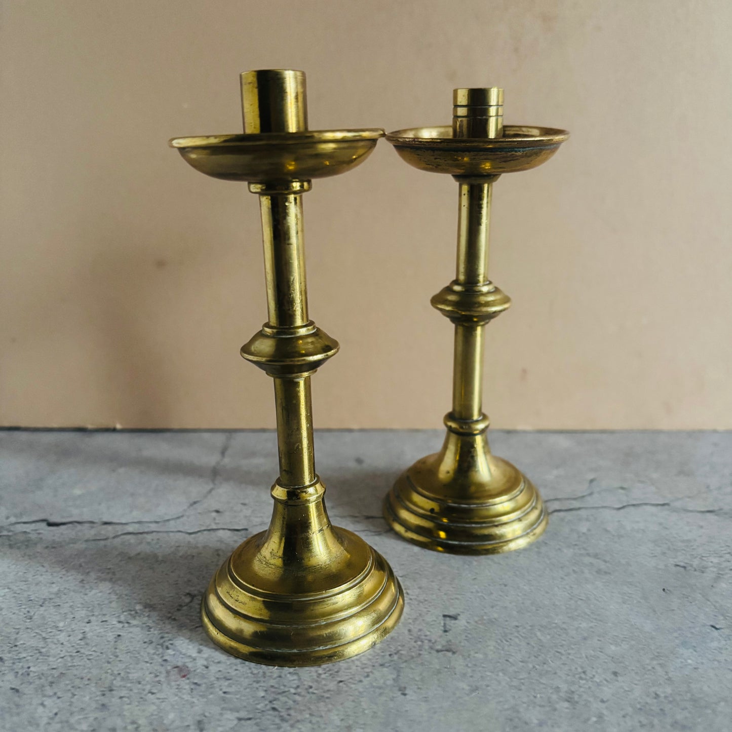 Georgian Brass Small Candlesticks | The Urban Vintage Affair