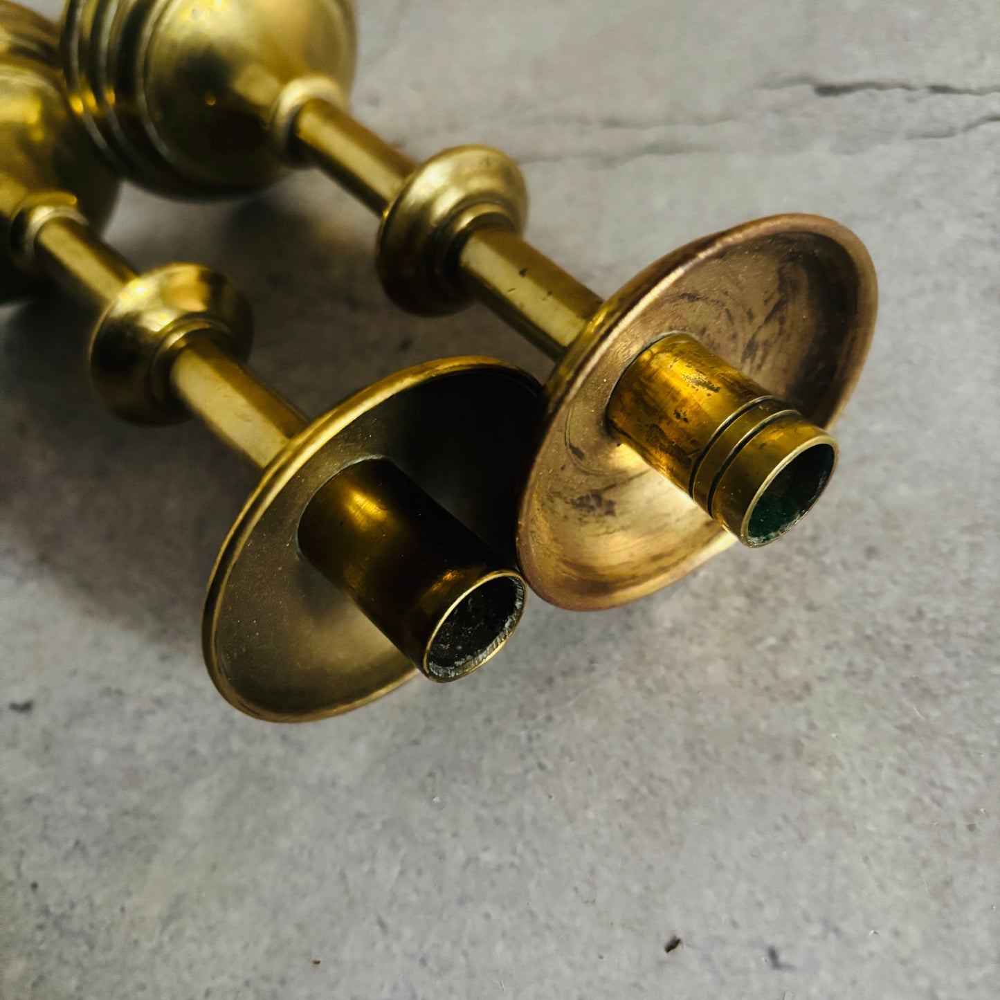 Georgian Brass Small Candlesticks | The Urban Vintage Affair