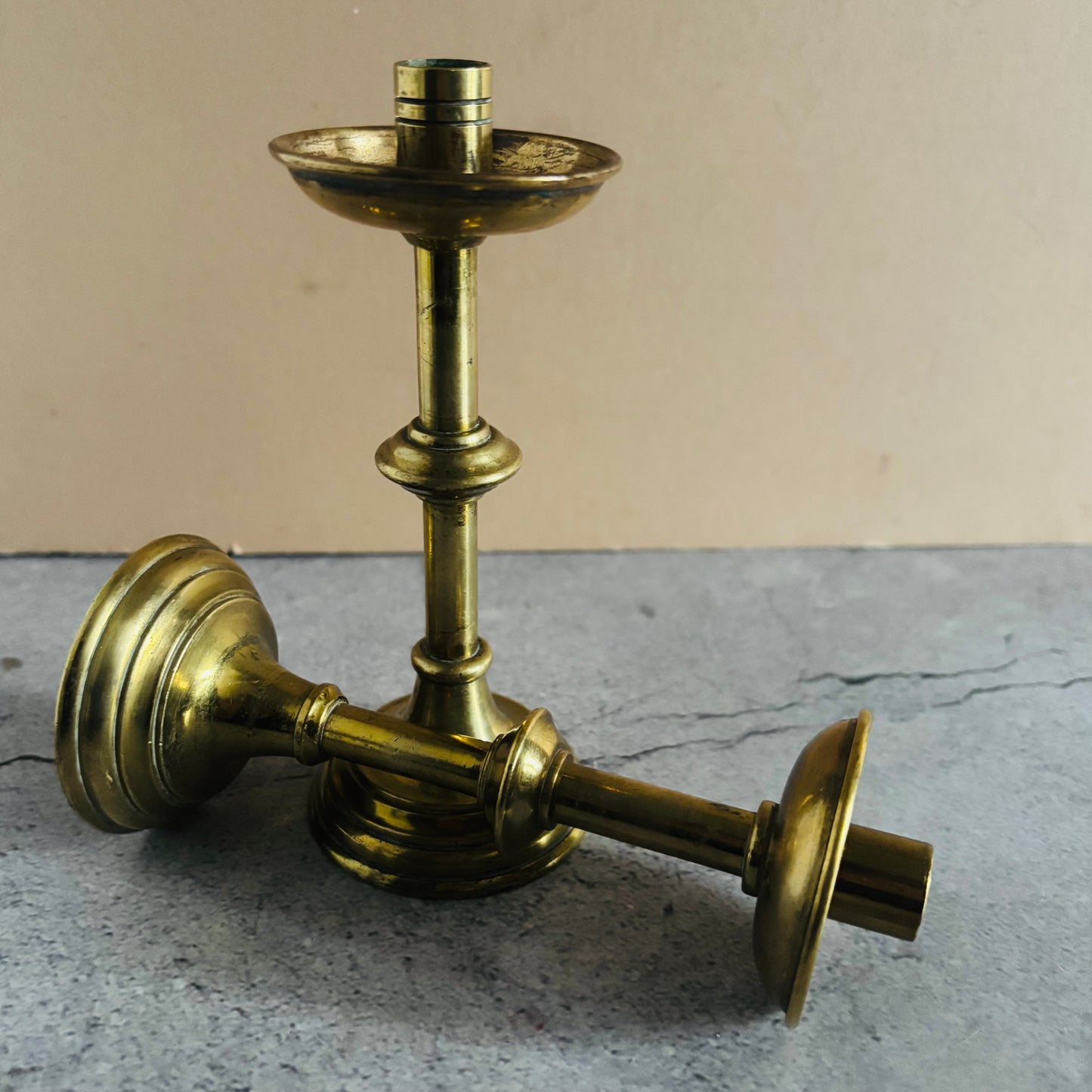 Georgian Brass Small Candlesticks | The Urban Vintage Affair