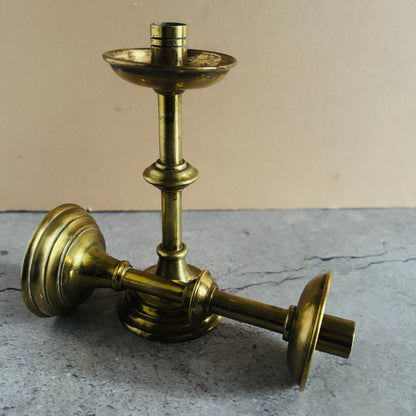 Georgian Brass Small Candlesticks | The Urban Vintage Affair