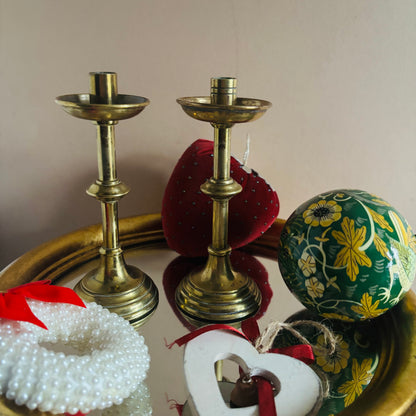 Georgian Brass Small Candlesticks | The Urban Vintage Affair