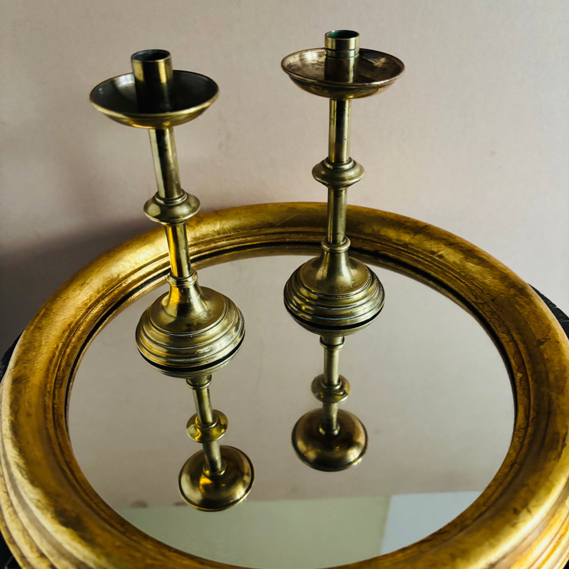 Georgian Brass Small Candlesticks | The Urban Vintage Affair