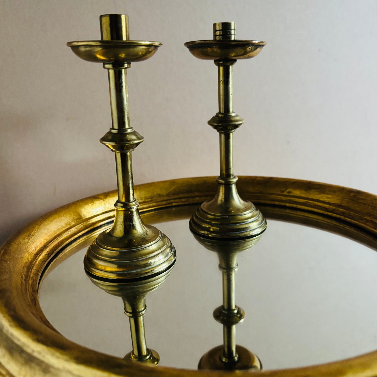 Georgian Brass Small Candlesticks | The Urban Vintage Affair
