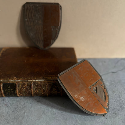 Antique Etched Copper Royal Shield Printing Plates