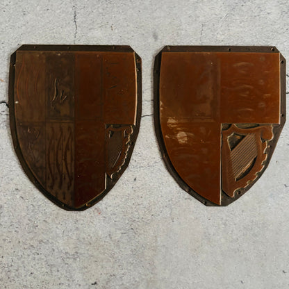 Antique Etched Copper Royal Shield Printing Plates