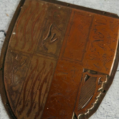 Antique Etched Copper Royal Shield Printing Plates
