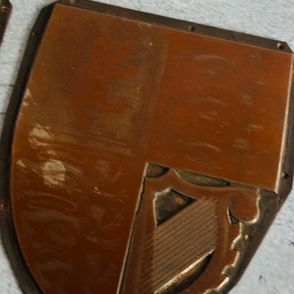 Antique Etched Copper Royal Shield Printing Plates