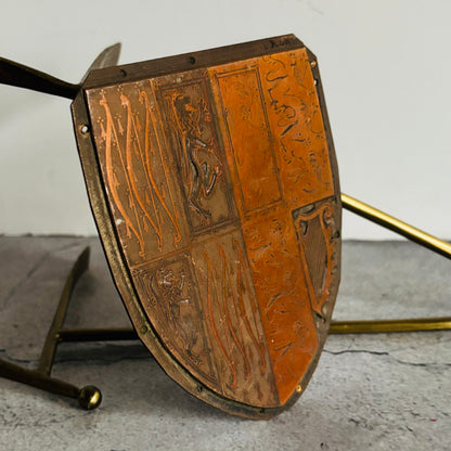 Antique Etched Copper Royal Shield Printing Plates