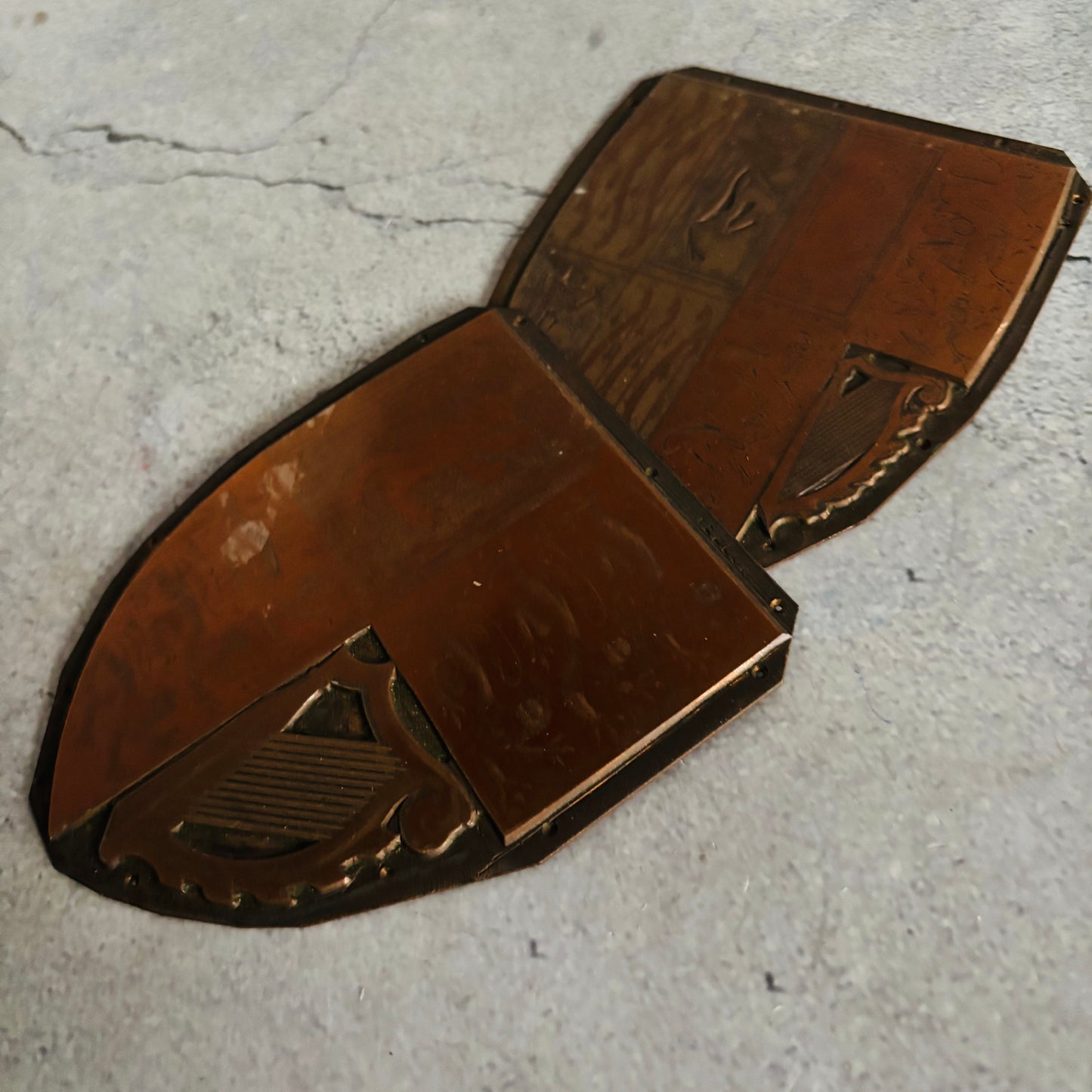 Antique Etched Copper Royal Shield Printing Plates