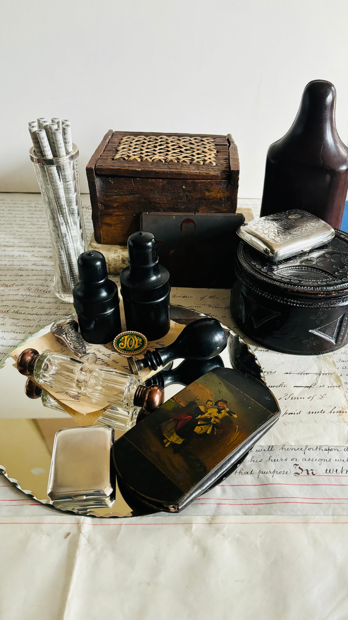 The Artist Carmel - Antique Travel Scent Bottle and Case