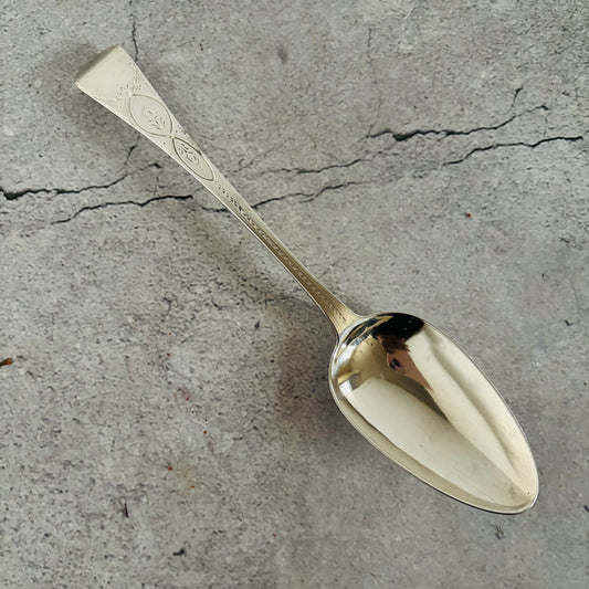 Georgian Silver Engraved Serving Spoon | Old Soup Spoon