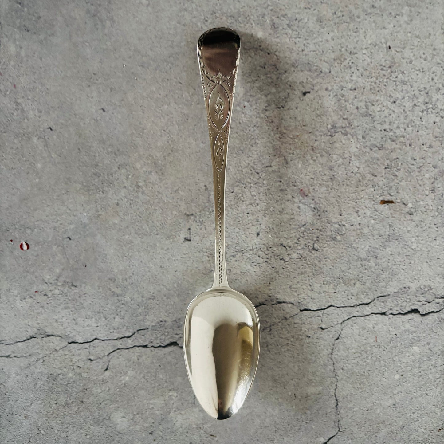 Georgian Silver Engraved Serving Spoon | Old Soup Spoon