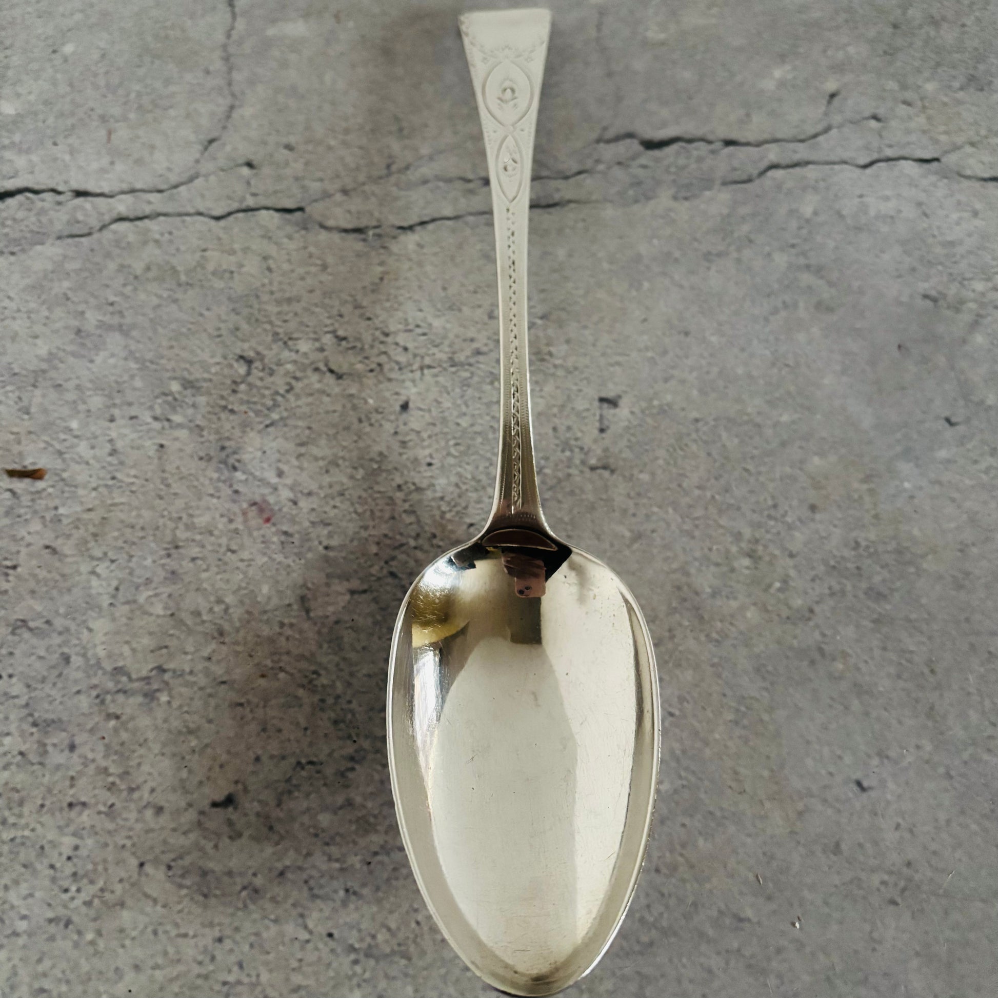 Georgian Silver Engraved Serving Spoon | Old Soup Spoon