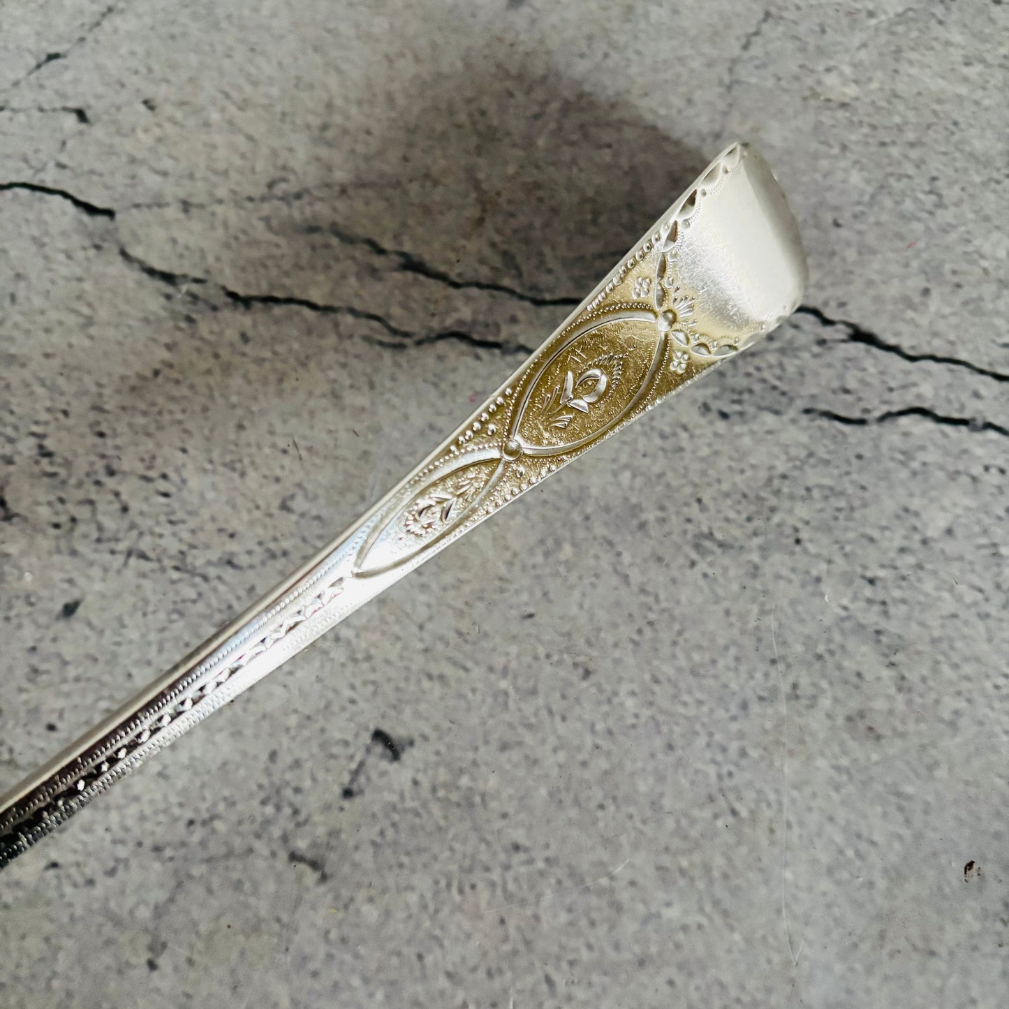 Georgian Silver Engraved Serving Spoon | Old Soup Spoon