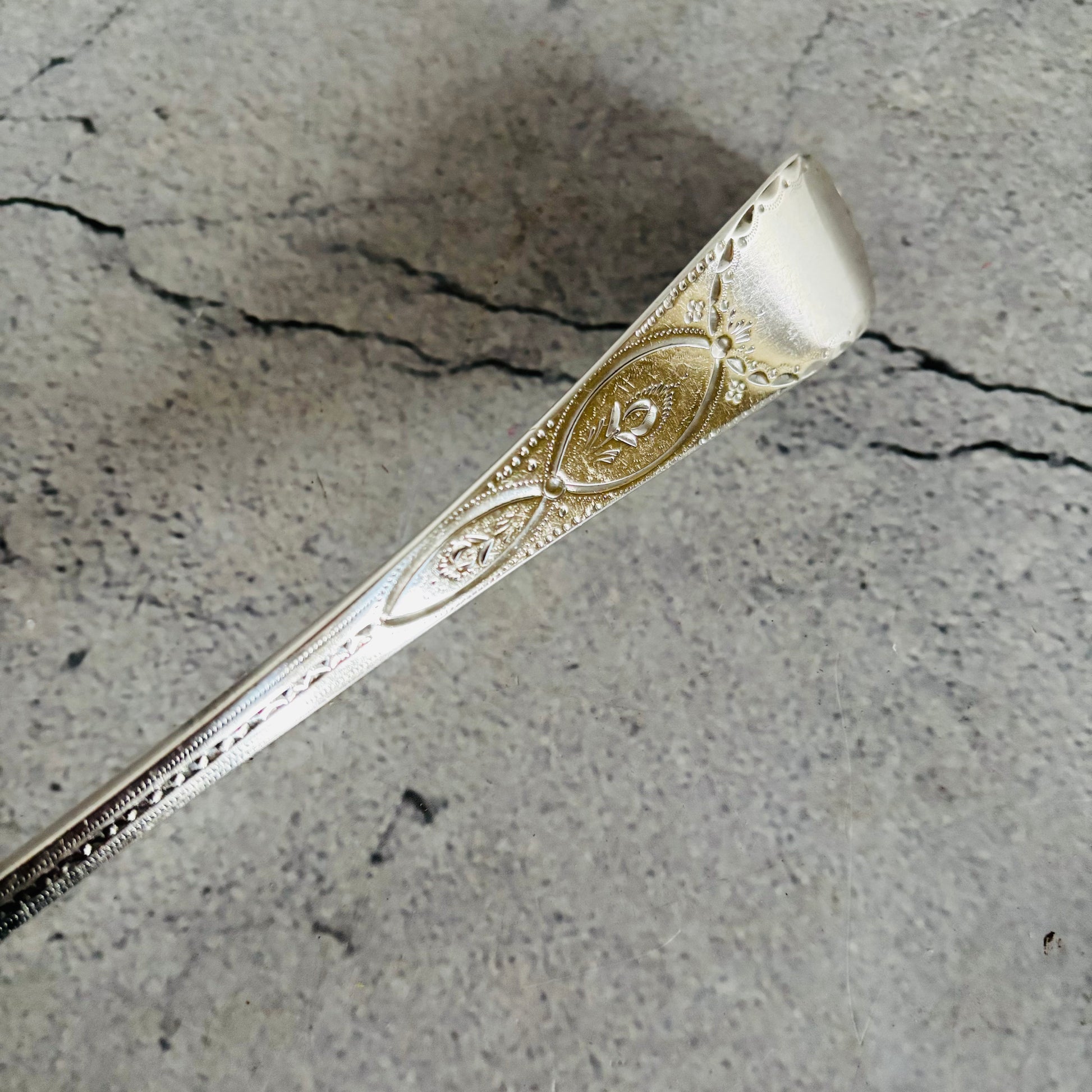 Georgian Silver Engraved Serving Spoon | Old Soup Spoon