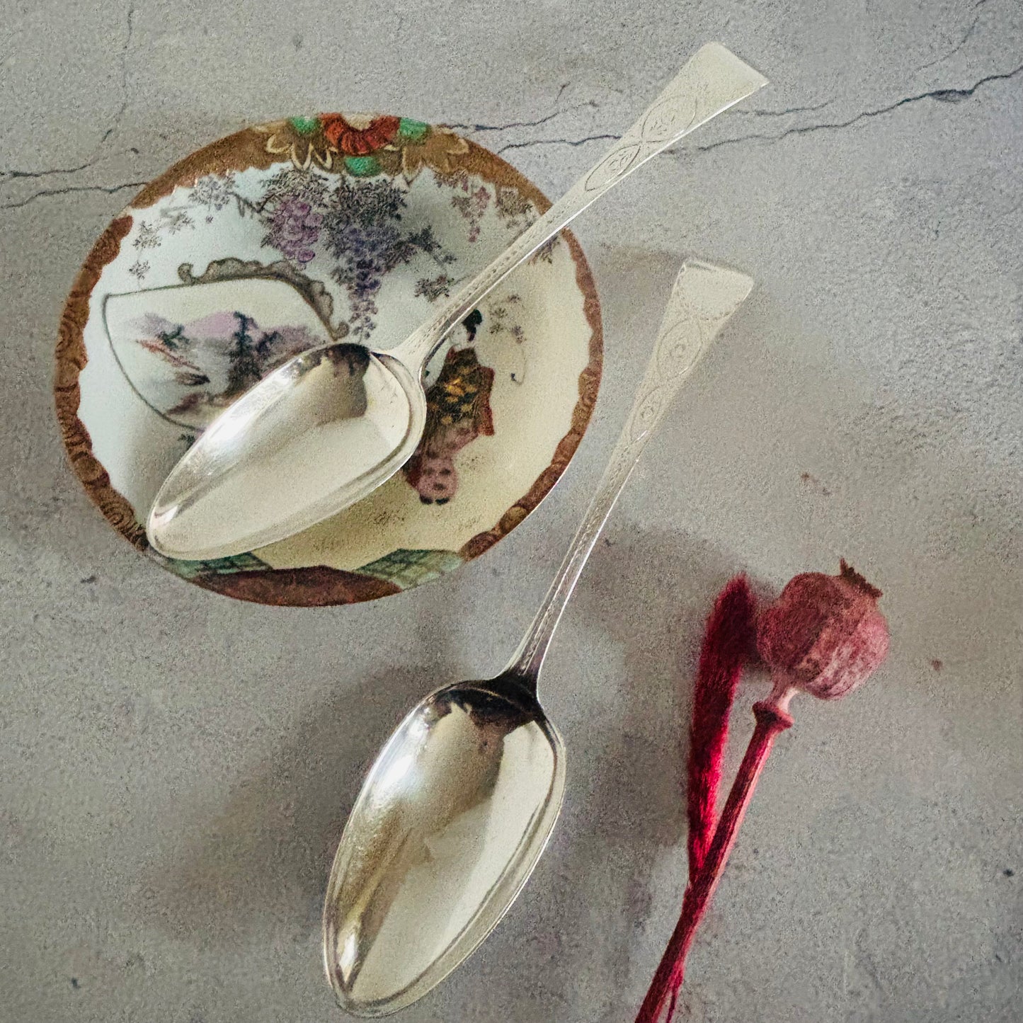 Georgian Silver Engraved Serving Spoon | Old Soup Spoon