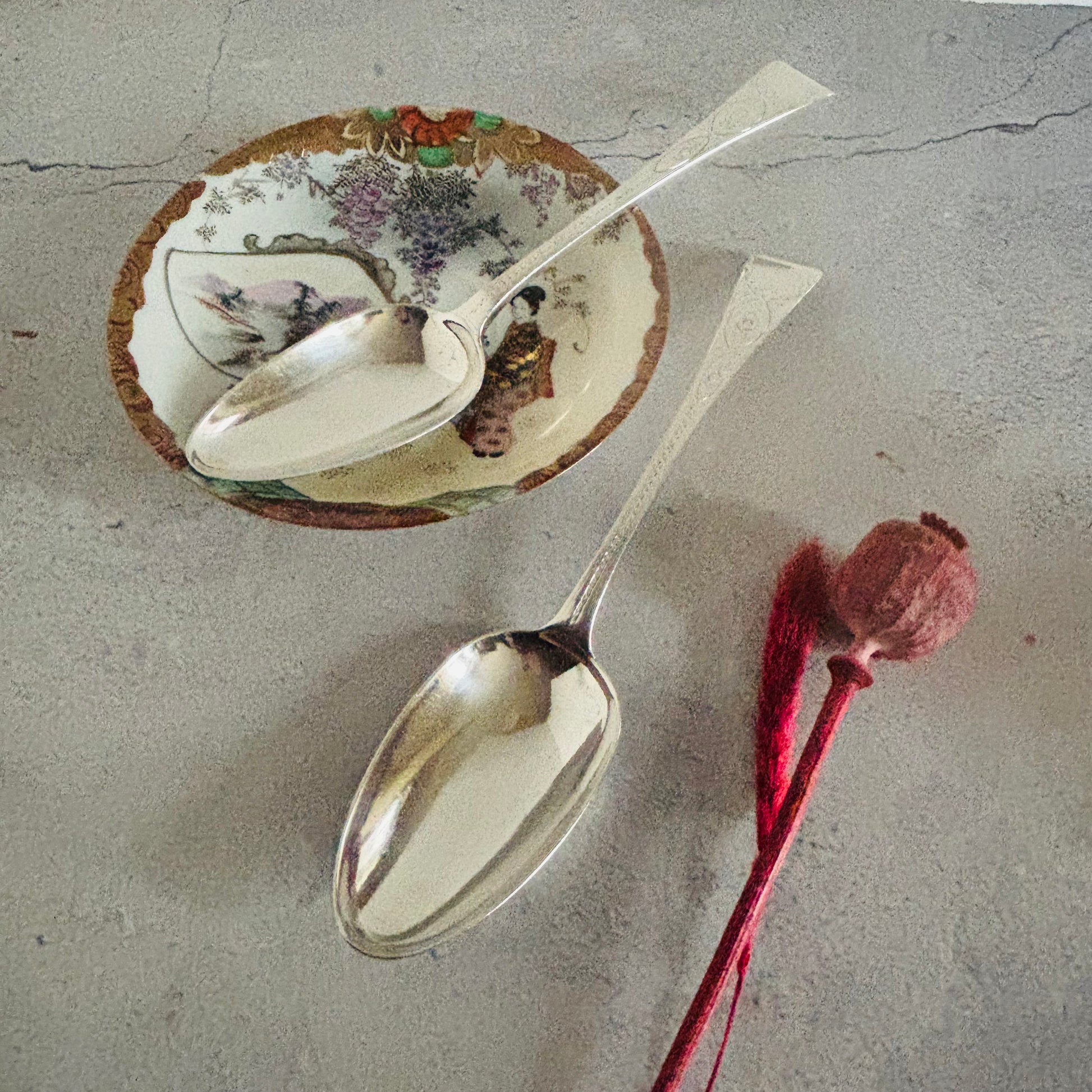 Georgian Silver Engraved Serving Spoon | Old Soup Spoon