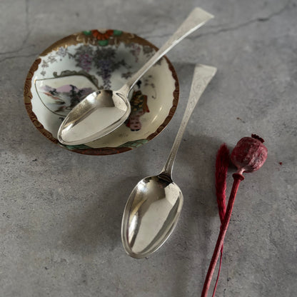 Georgian Silver Engraved Serving Spoon | Old Soup Spoon