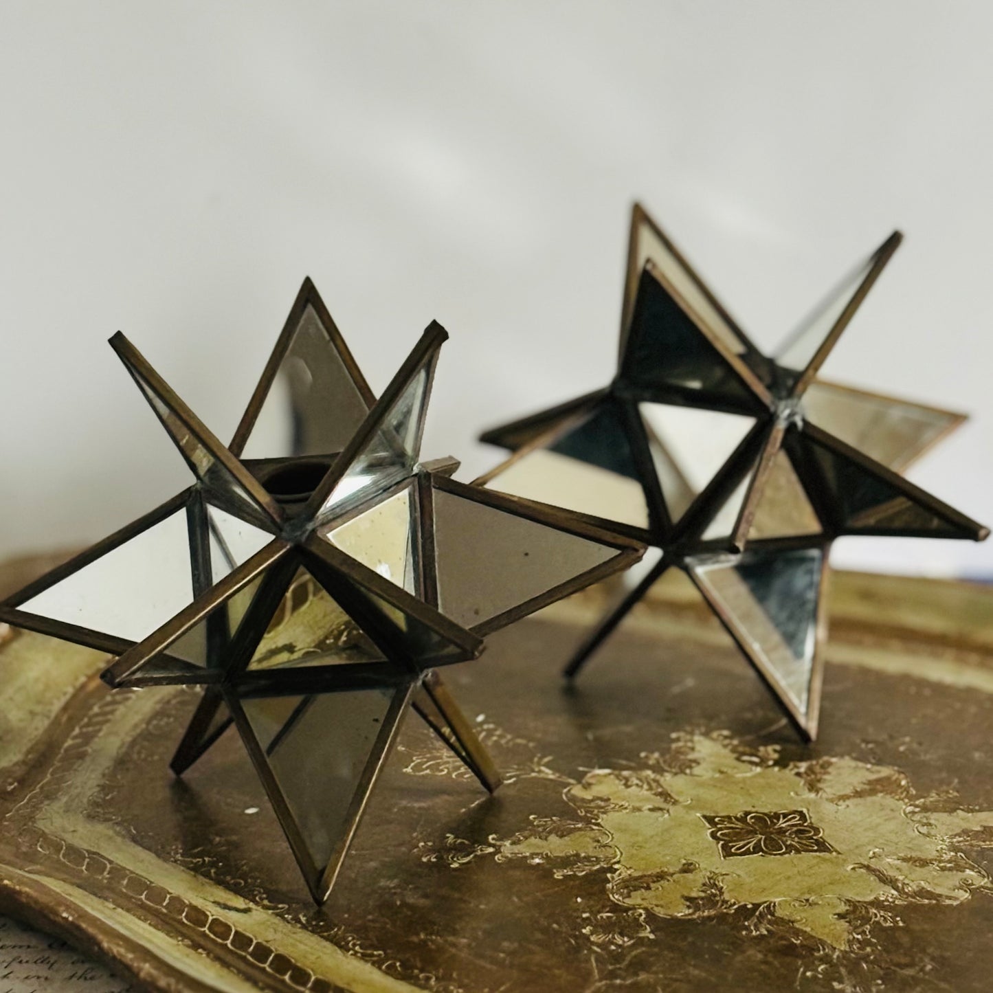 Vintage Mirrored Star Candle Holder