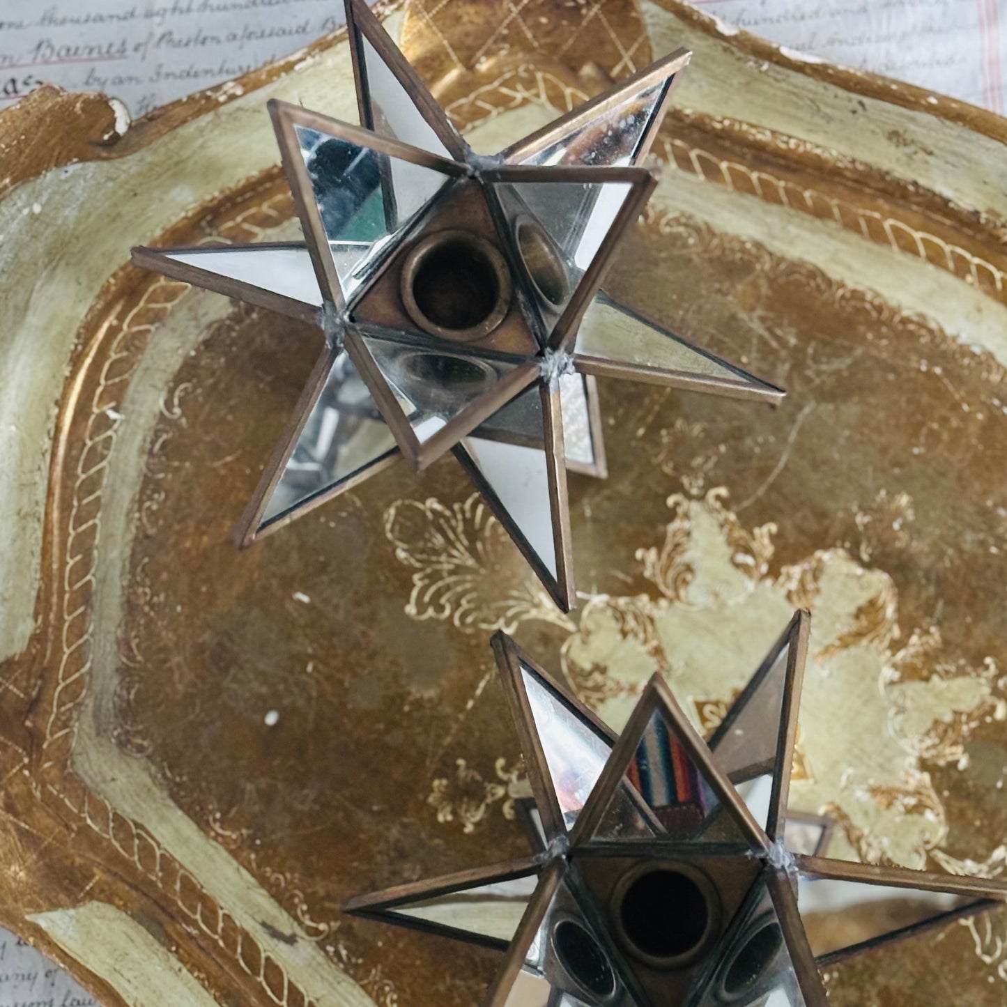 Vintage Mirrored Star Candle Holder