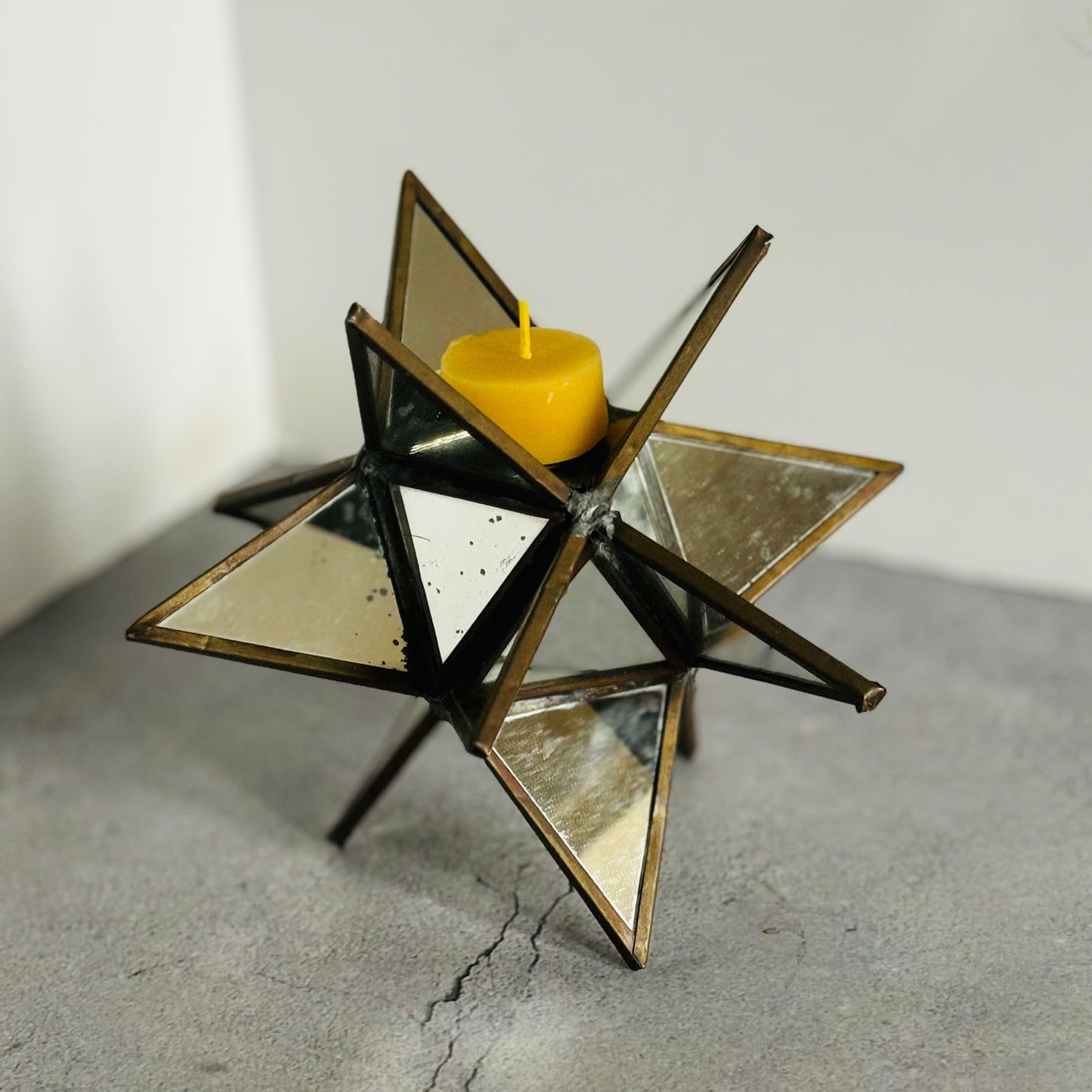 Vintage Mirrored Star Candle Holder