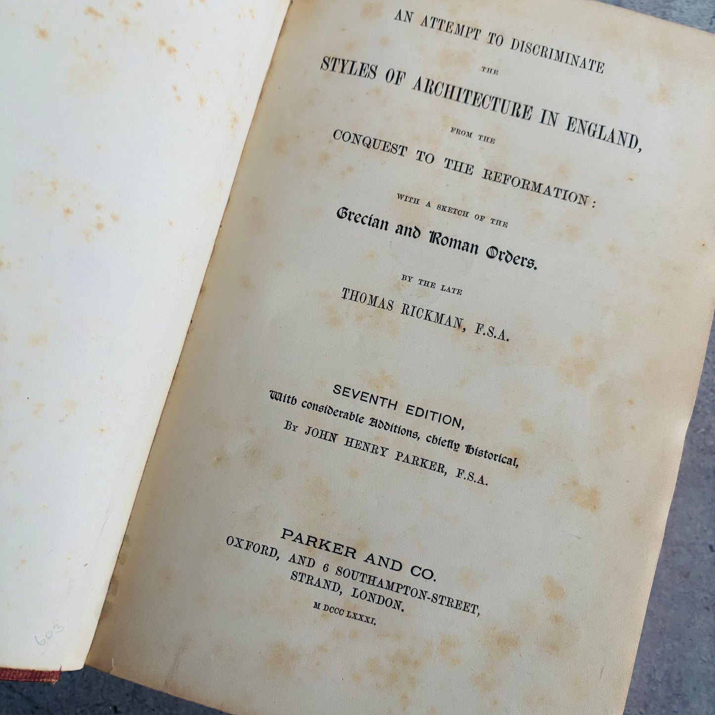 Antique Book An Attempt to Discriminate the Styles of Architecture in England