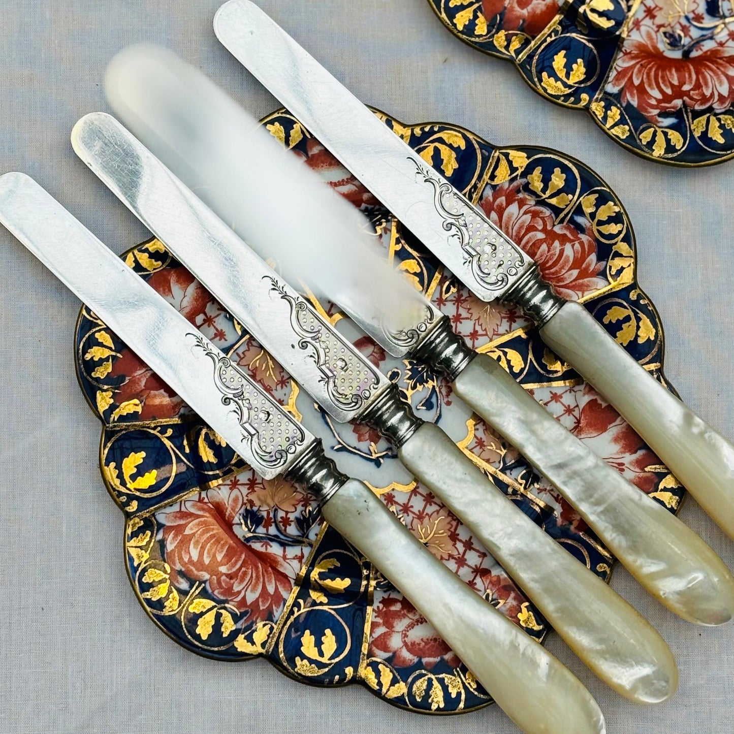 French Antique Luxury Silver & Mother Of Pearl Knife | Luxury Flatware