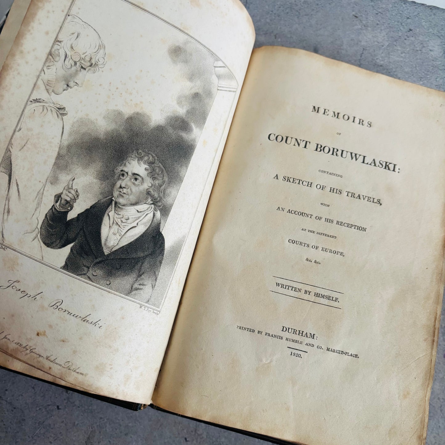 Rare Antique Leather Bound Gilded Book | Memoirs of Count Boruwlaski