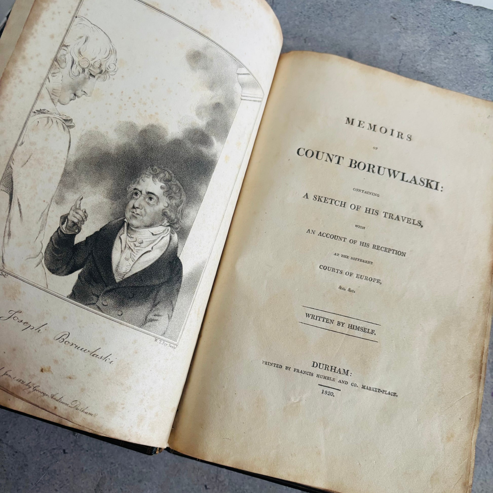 Rare Antique Leather Bound Gilded Book | Memoirs of Count Boruwlaski