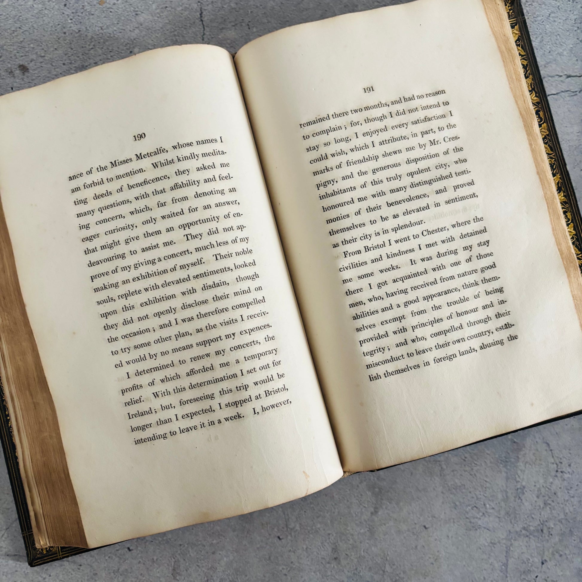 Rare Antique Leather Bound Gilded Book | Memoirs of Count Boruwlaski