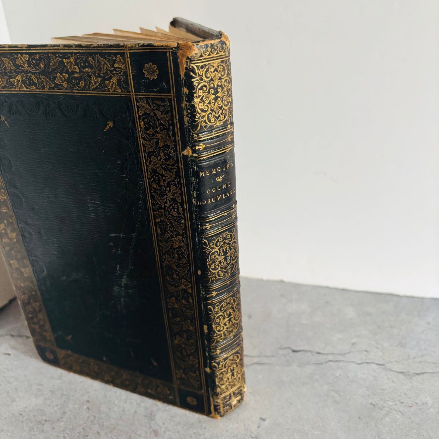 Rare Antique Leather Bound Gilded Book | Memoirs of Count Boruwlaski
