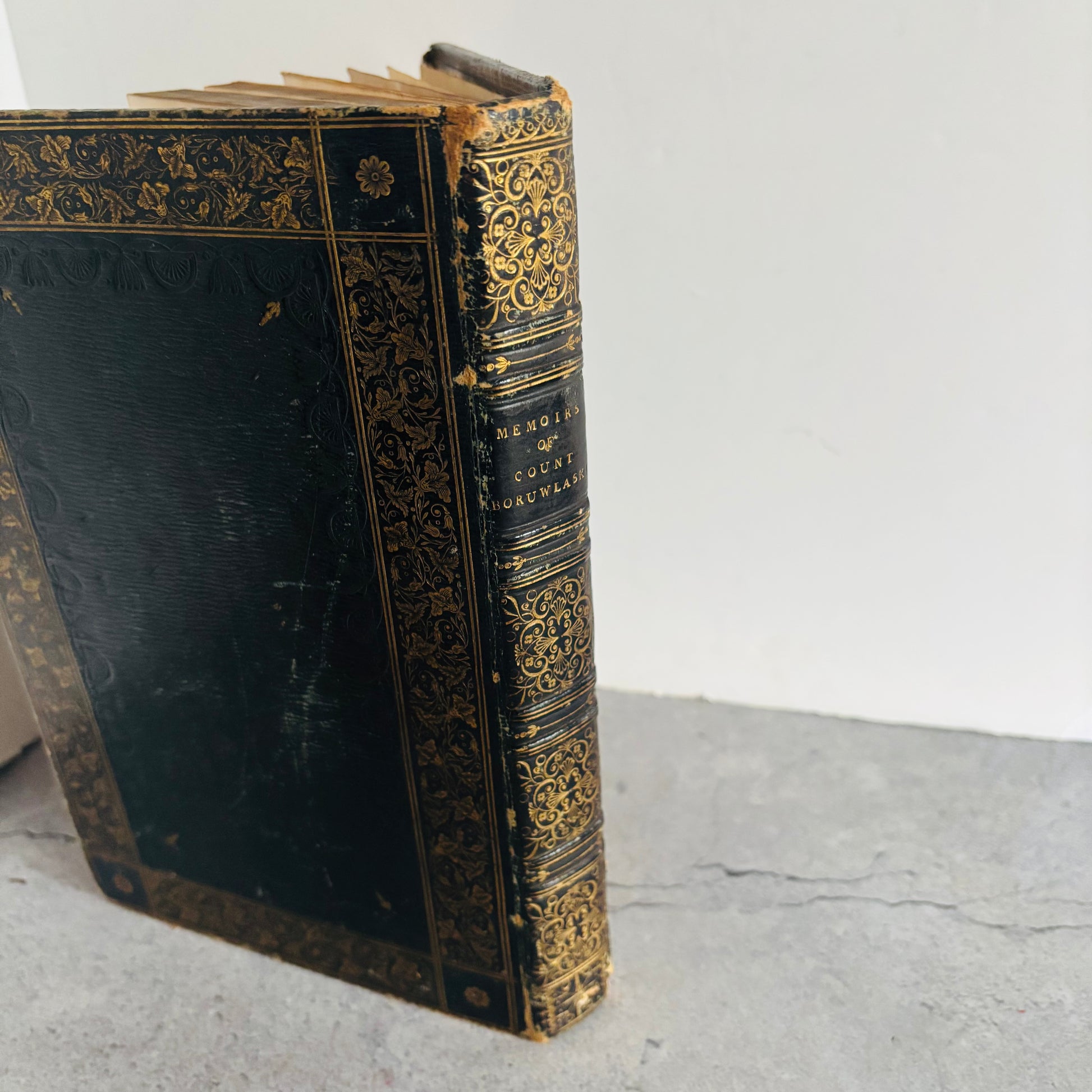 Rare Antique Leather Bound Gilded Book | Memoirs of Count Boruwlaski