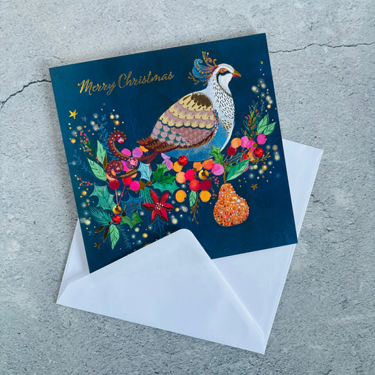 Lupus UK Christmas Cards Pack of 10 - Colourful Partridge