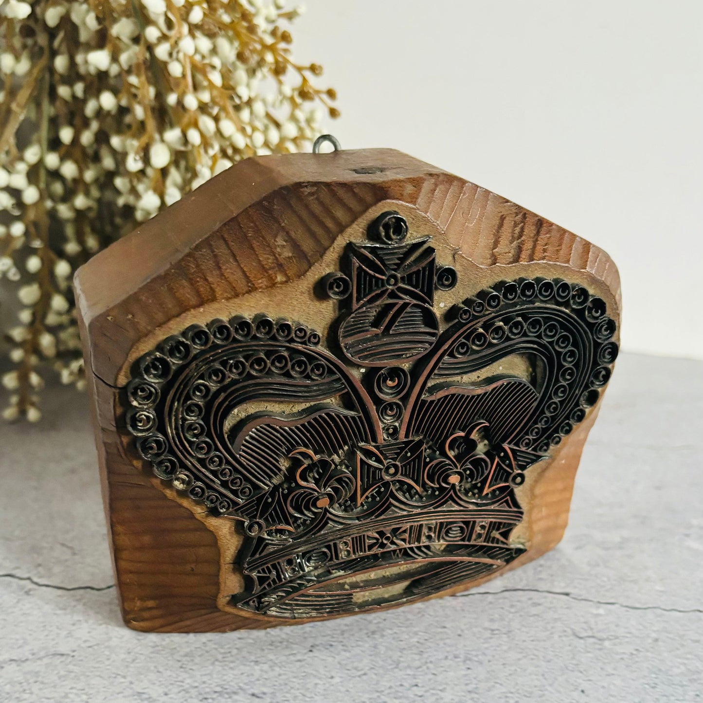 Antique Copper Printing Block of a Crown  - The Urban Vintage Affair