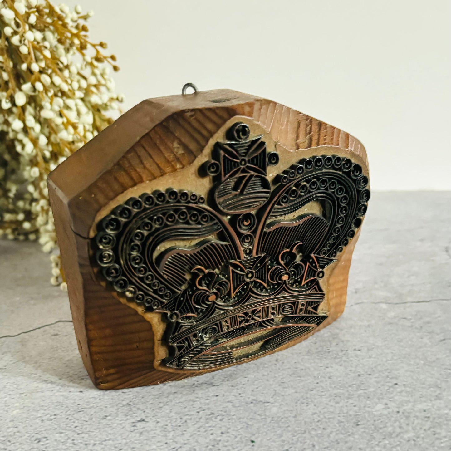 Antique Copper Printing Block of a Crown  - The Urban Vintage Affair