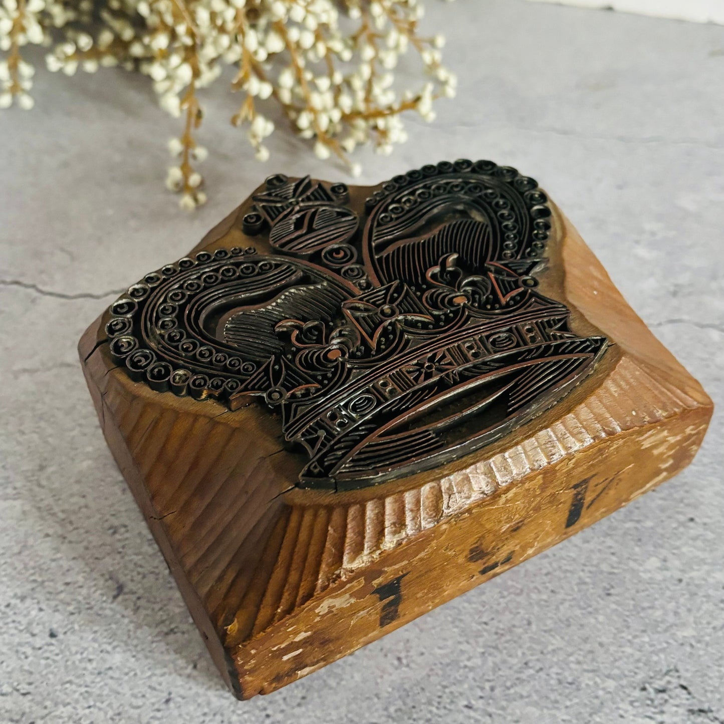 Antique Copper Printing Block of a Crown  - The Urban Vintage Affair