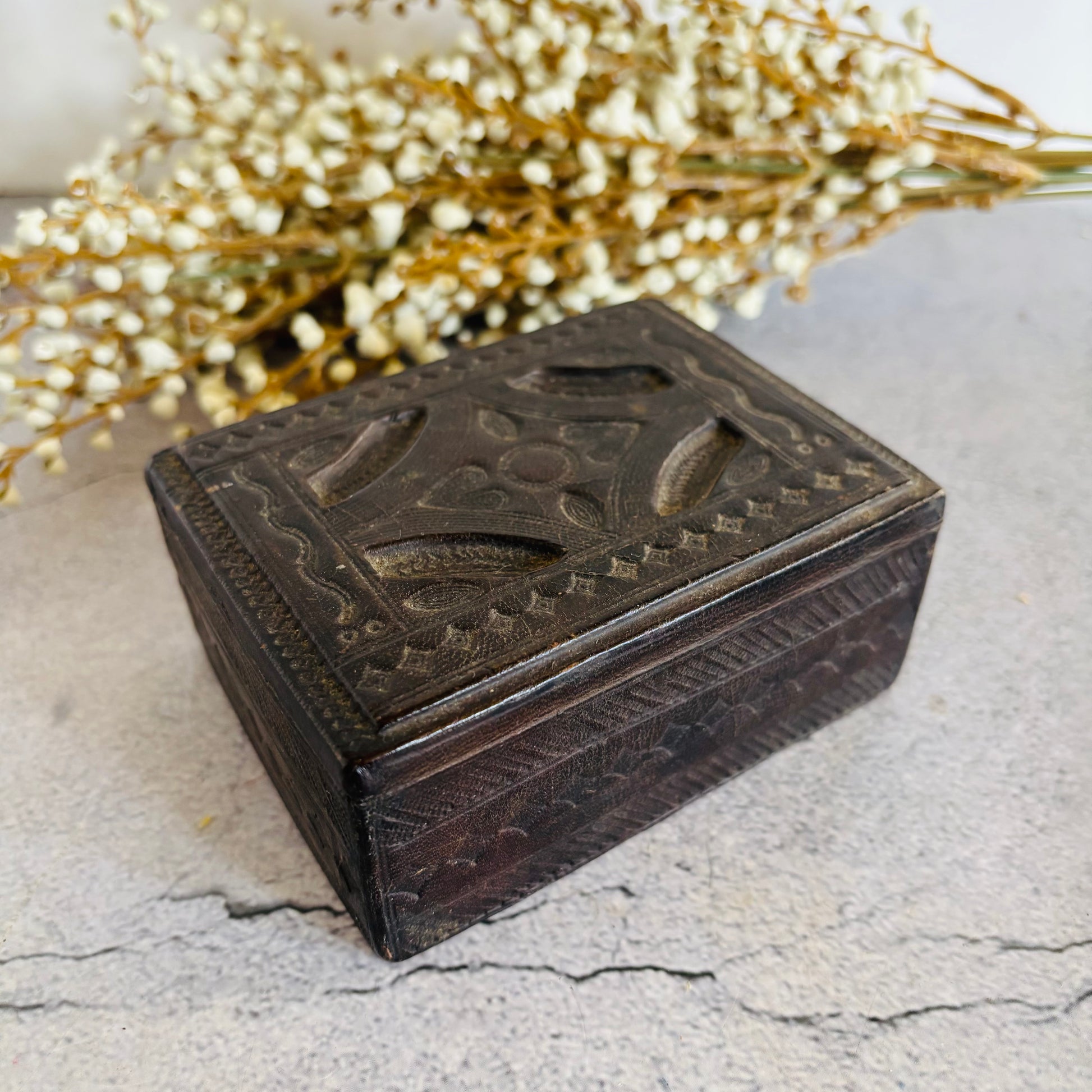 Vintage Tooled Leather West African Tuareg Box | The Urban Vintage Affair