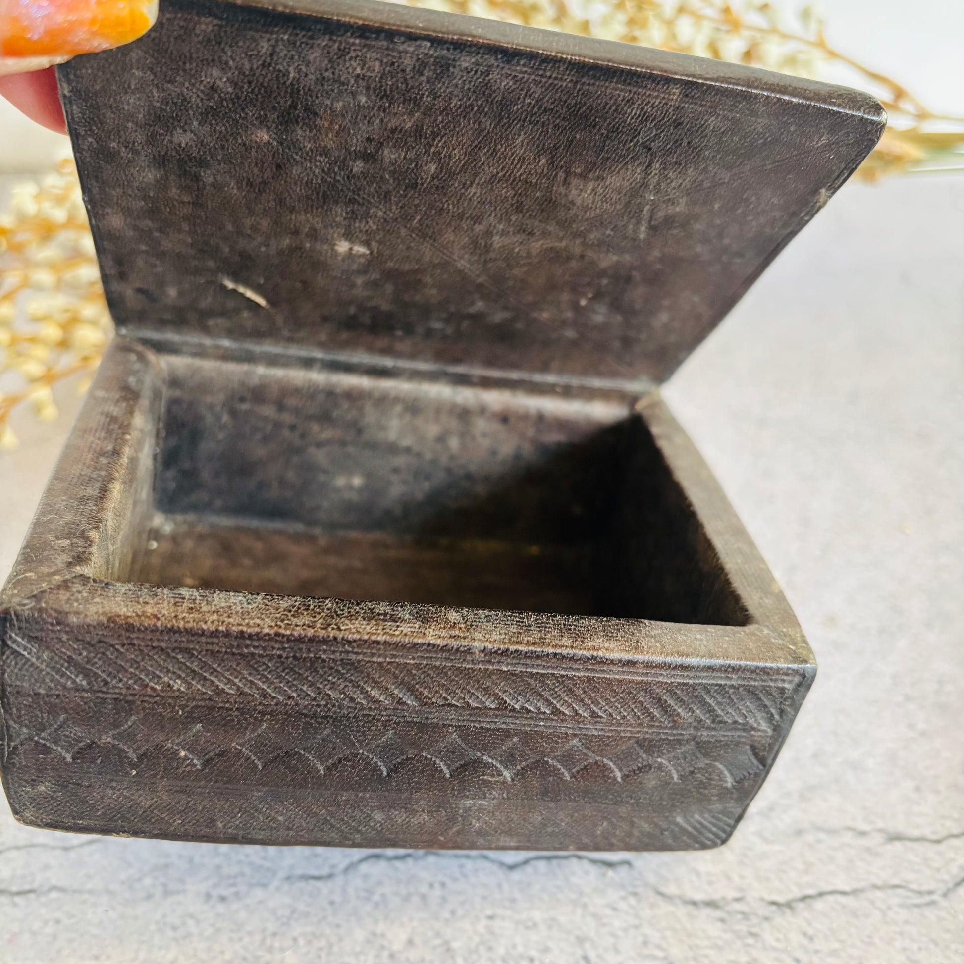 Vintage Tooled Leather West African Tuareg Box | The Urban Vintage Affair