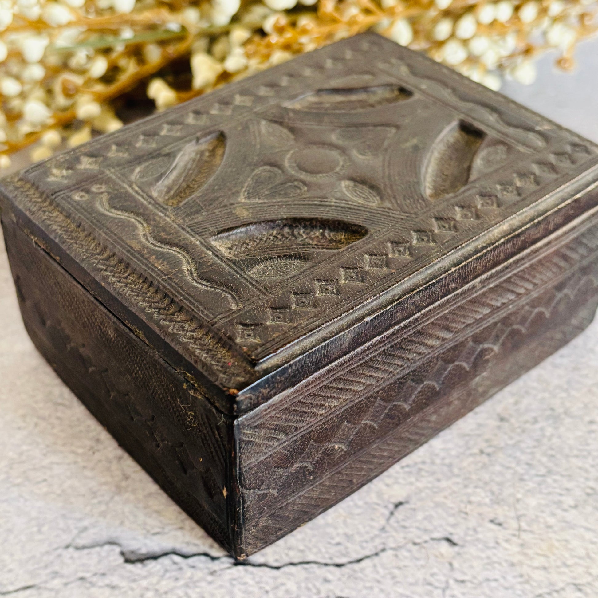 Vintage Tooled Leather West African Tuareg Box | The Urban Vintage Affair