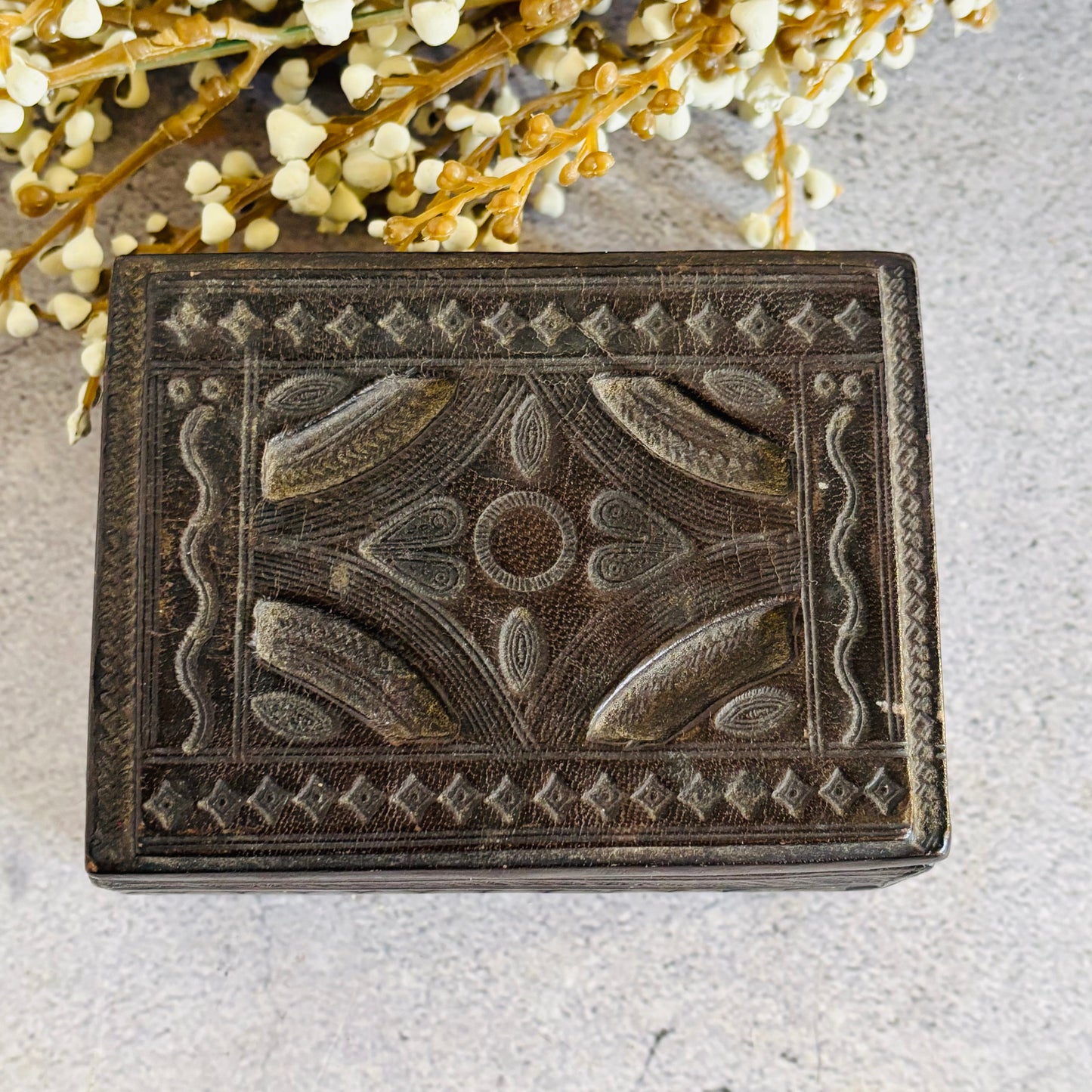 Vintage Tooled Leather West African Tuareg Box | The Urban Vintage Affair