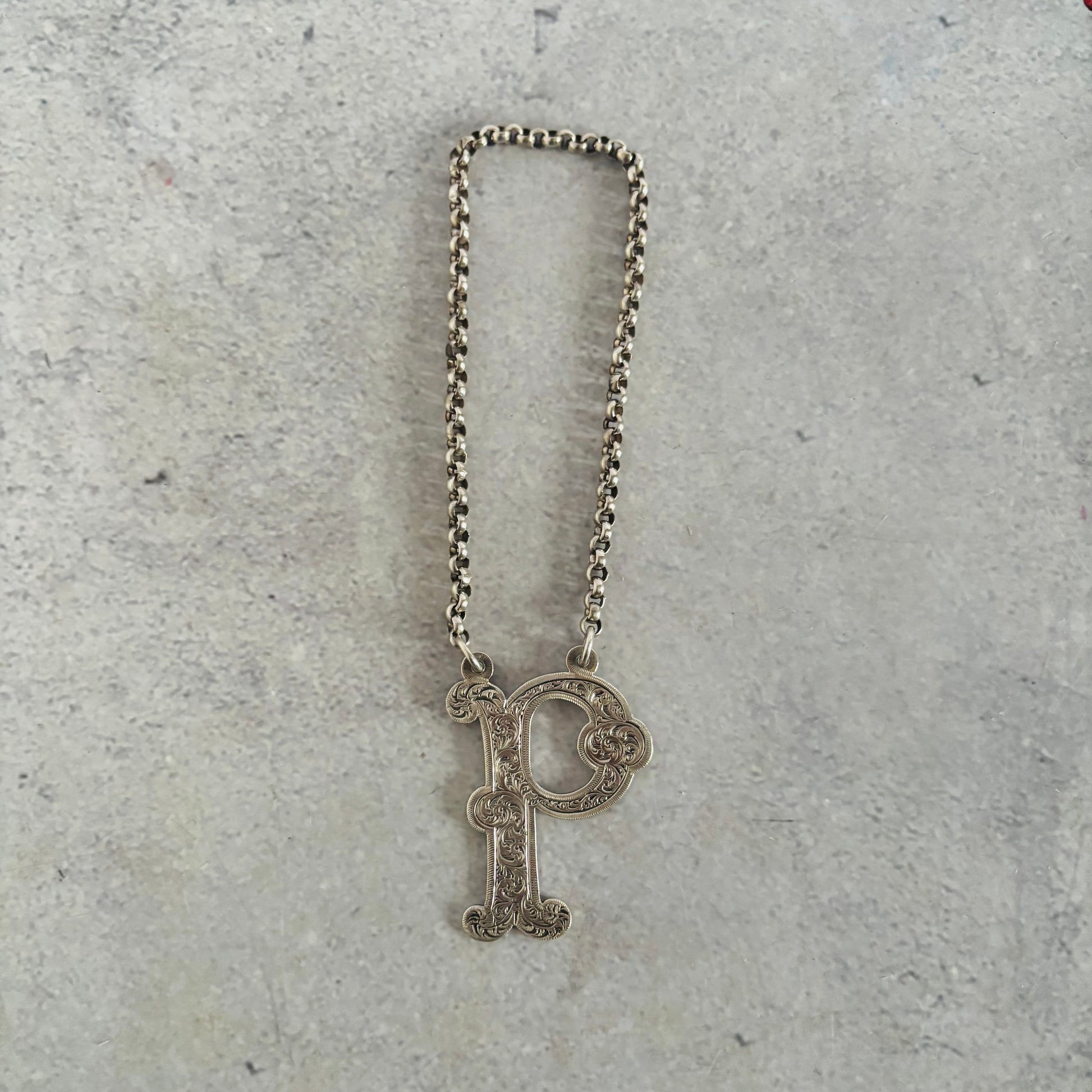 Antique Silver Decanter Label Letter P for Port | Bottle Tag