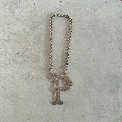 Antique Silver Decanter Label Letter P for Port | Bottle Tag