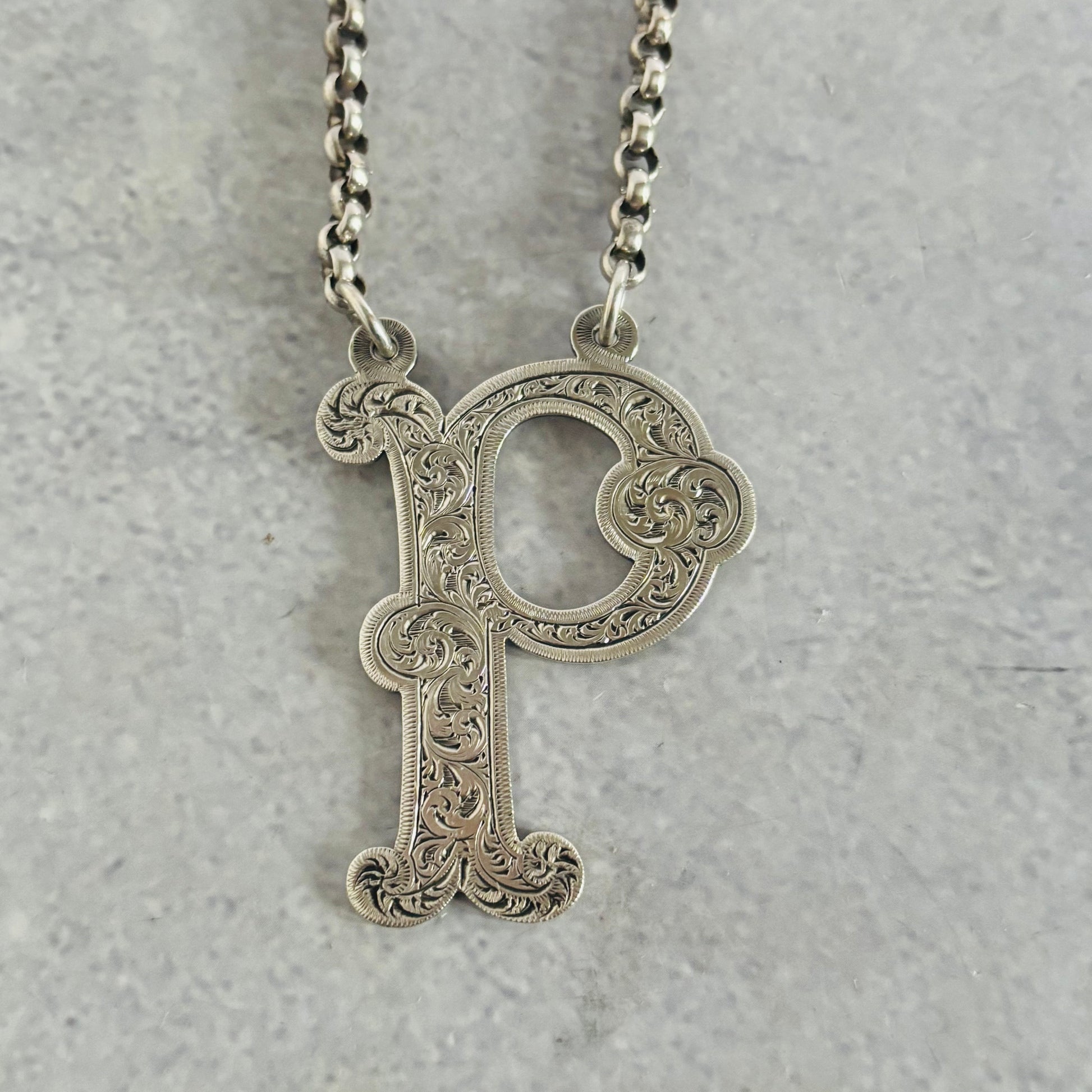 Antique Silver Decanter Label Letter P for Port | Bottle Tag