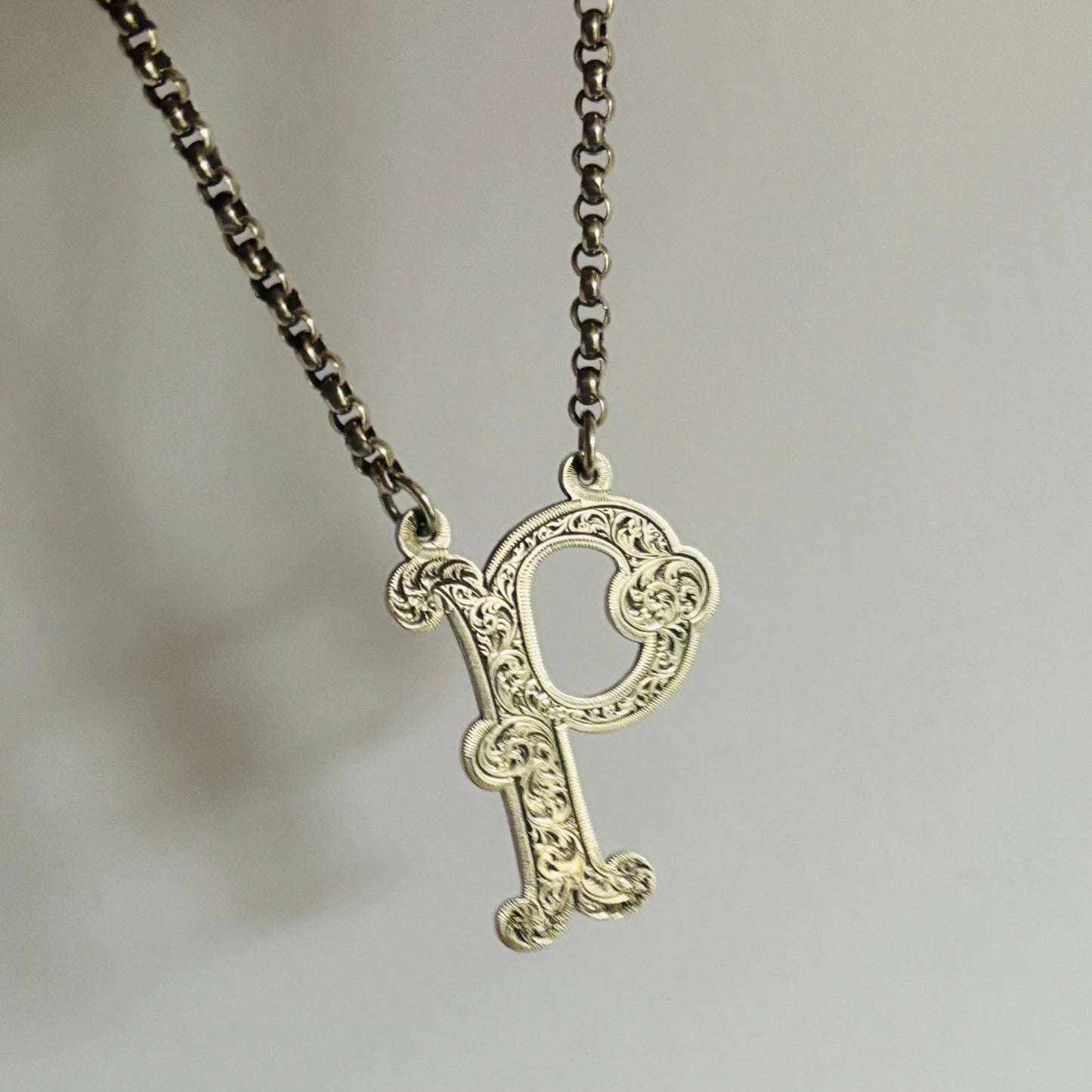 Antique Silver Decanter Label Letter P for Port | Bottle Tag