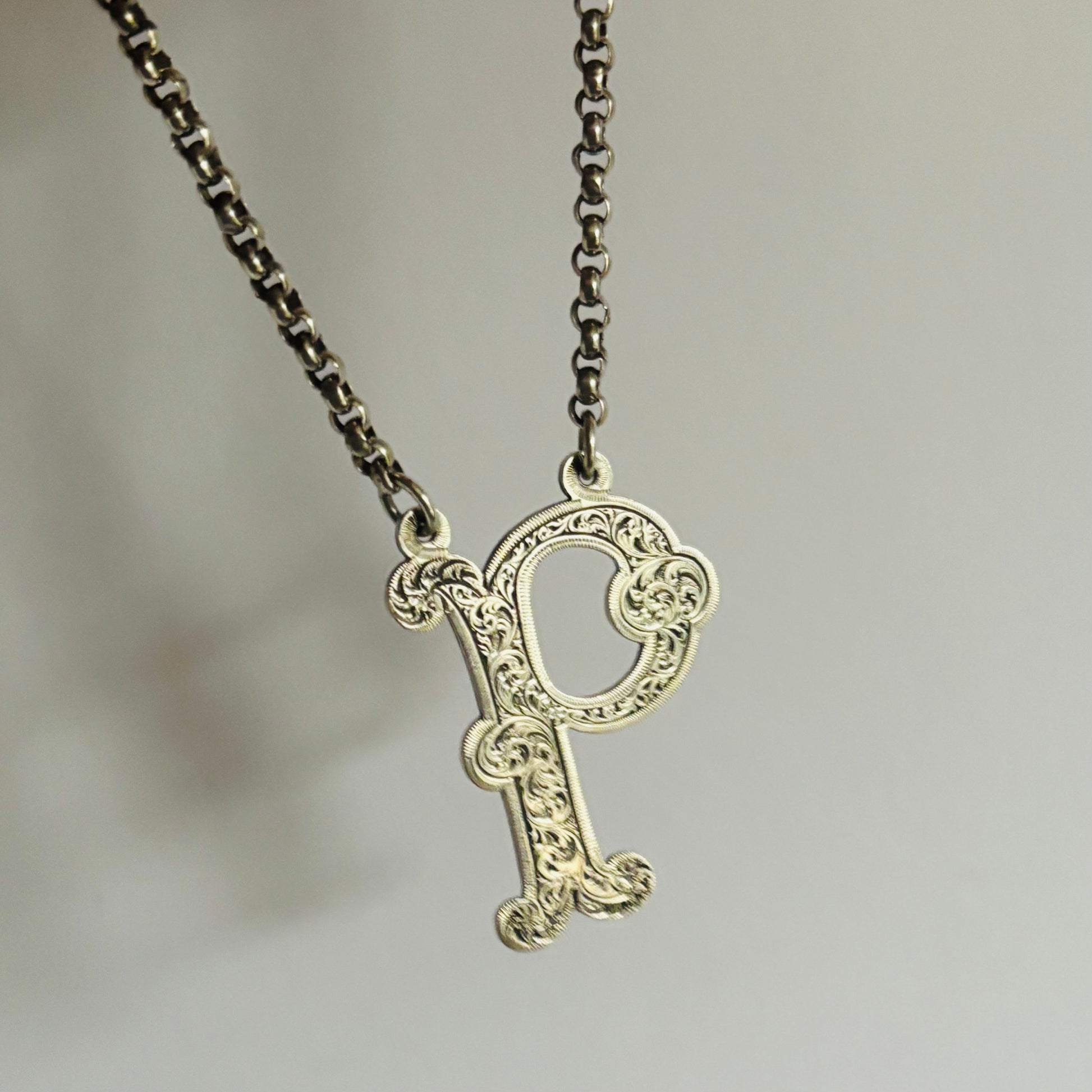 Antique Silver Decanter Label Letter P for Port | Bottle Tag